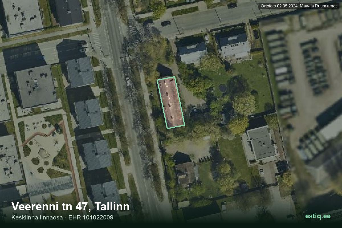 Veerenni tänav 47, Tallinn – aerial photo of the building, outline from the Building Register (EHR)