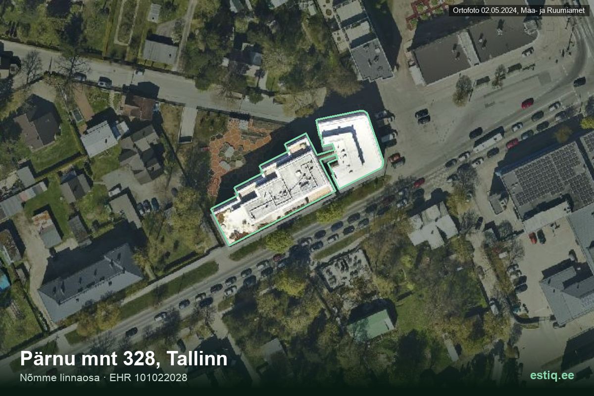 Pärnu mnt 328, Tallinn – hoone aerofoto, kontuur ehitisregistri (EHR) andmetest