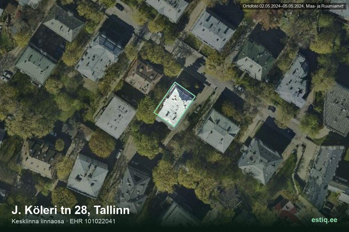 J. Köleri tänav 28, Tallinn – hoone aerofoto, kontuur ehitisregistri (EHR) andmetest