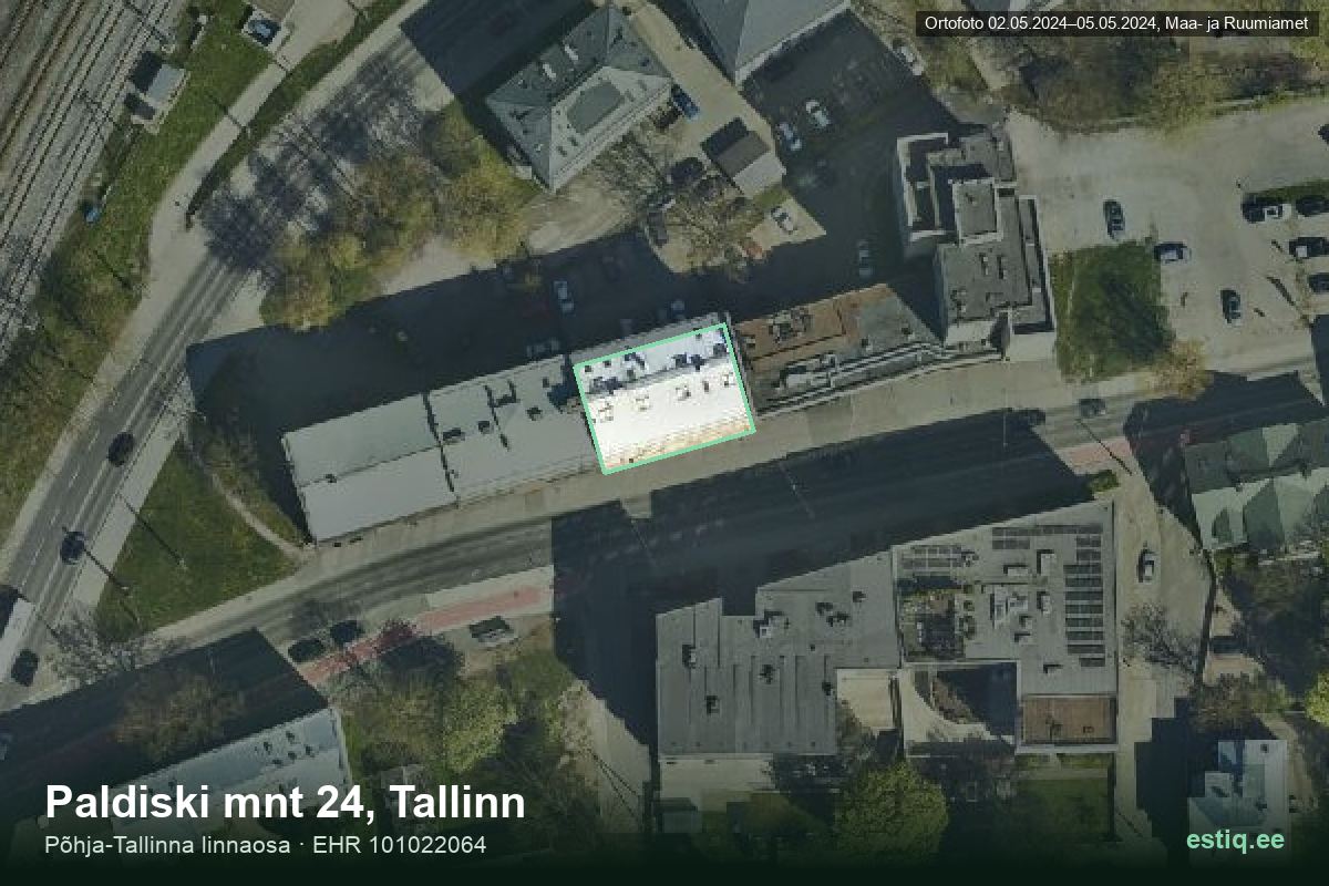 Paldiski mnt 24, Tallinn – aerial photo of the building, outline from the Building Register (EHR)