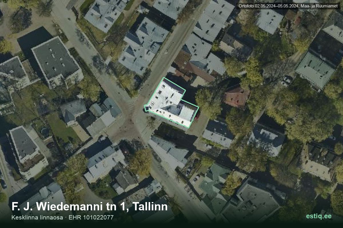 F. J. Wiedemanni tänav 1, Tallinn – aerial photo of the building, outline from the Building Register (EHR)
