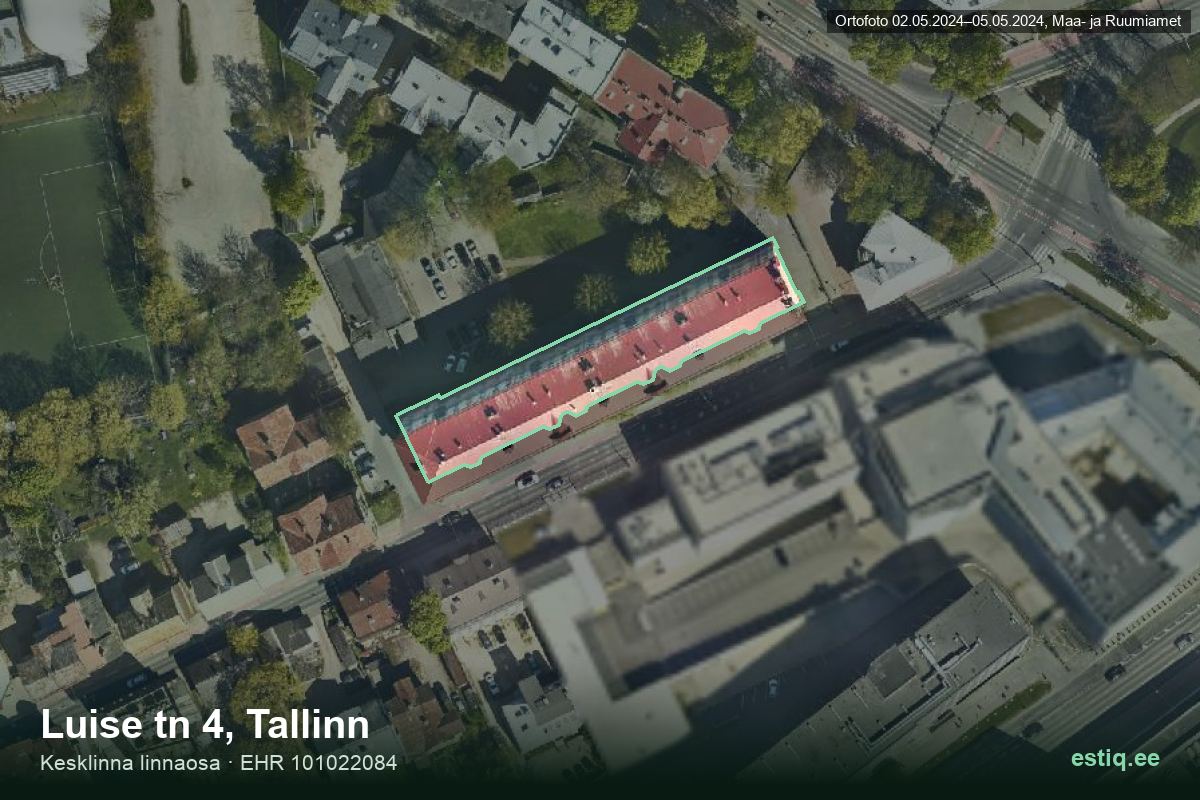 Luise tänav 4, Tallinn – hoone aerofoto, kontuur ehitisregistri (EHR) andmetest