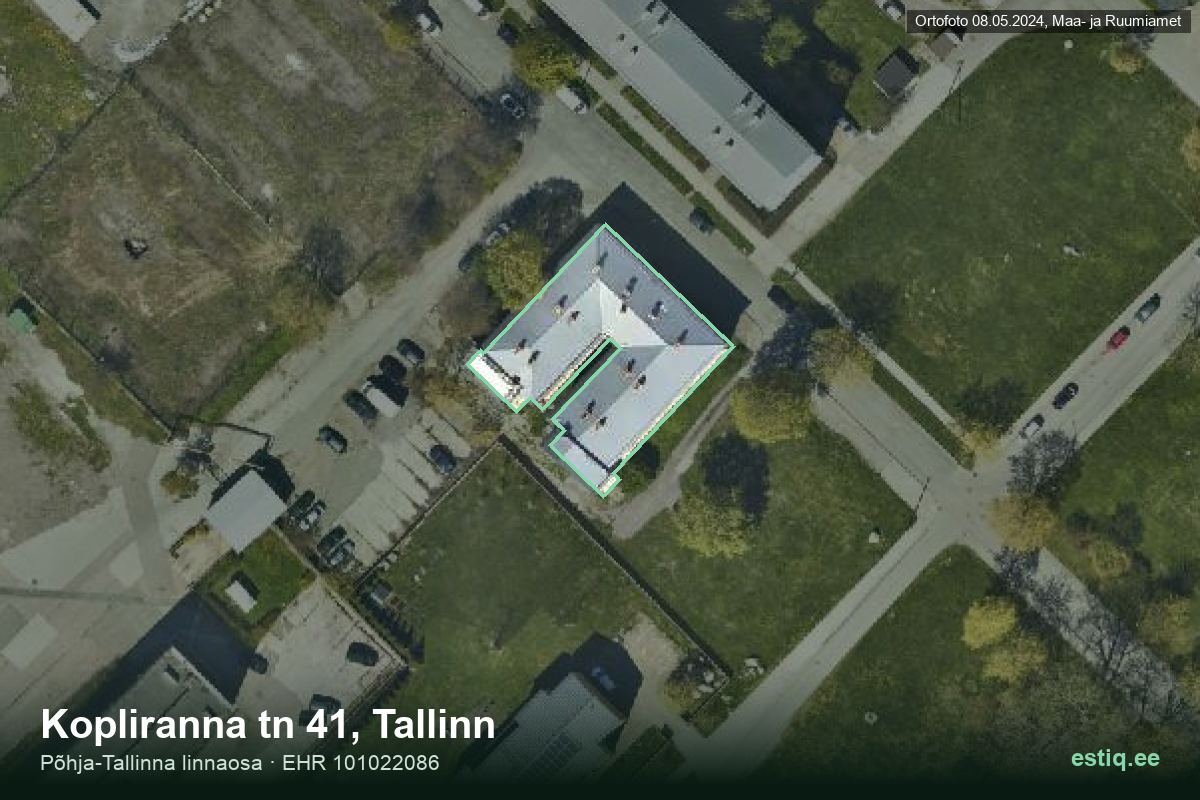 Kopliranna tänav 41, Tallinn – hoone aerofoto, kontuur ehitisregistri (EHR) andmetest
