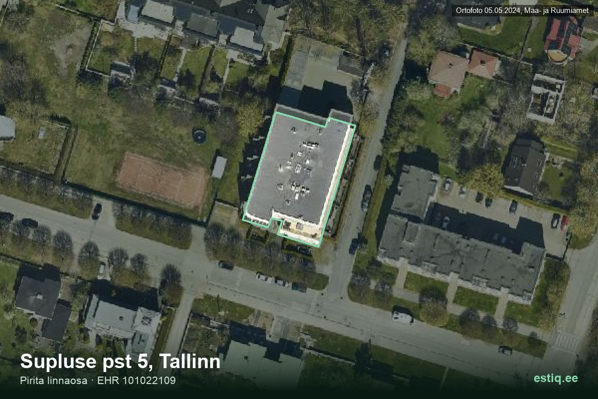 Supluse pst 5, Tallinn – ilmakuva rakennuksesta, ääriviiva rakennusrekisteristä (EHR)