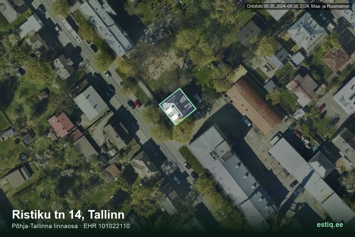 Ristiku tänav 14, Tallinn – aerial photo of the building, outline from the Building Register (EHR)