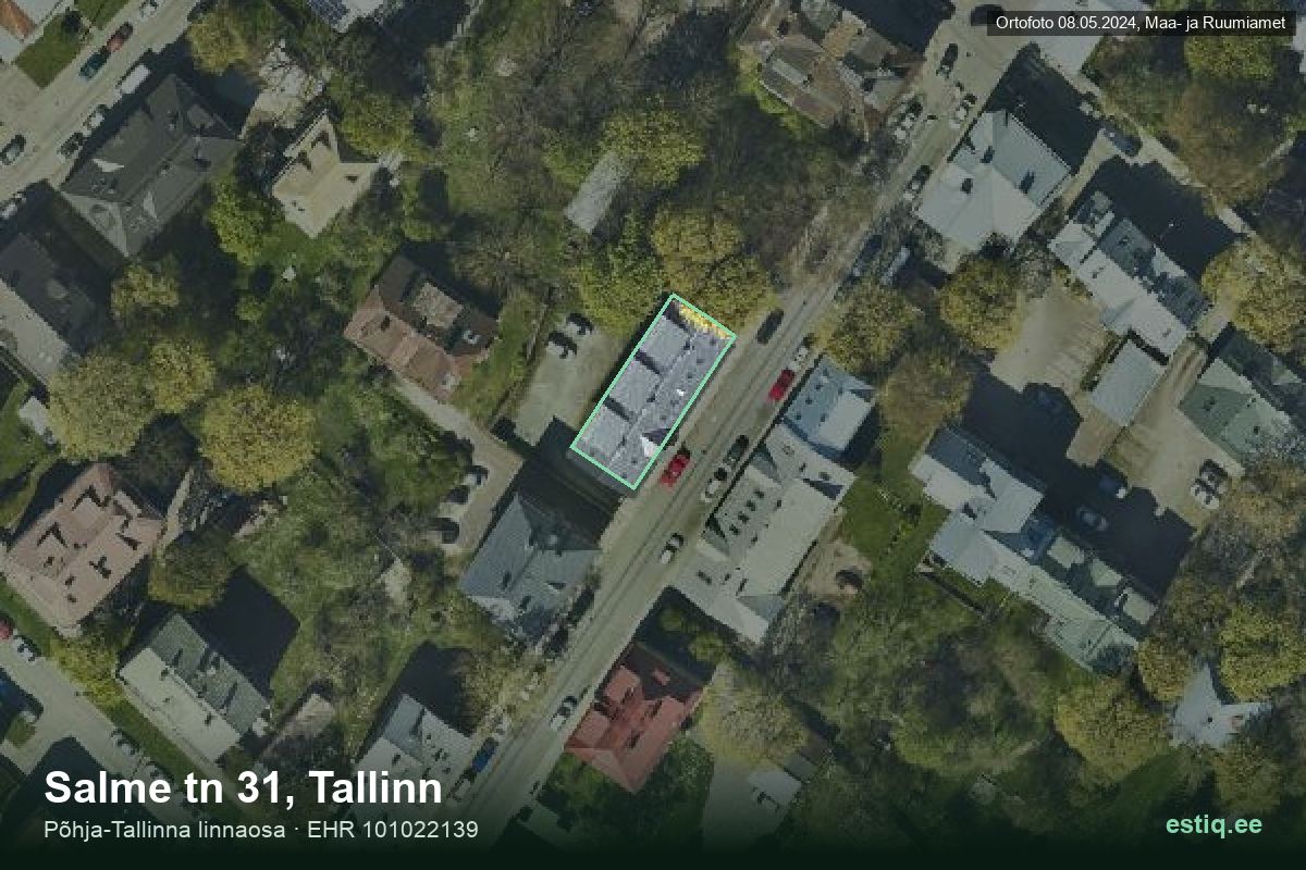 Salme tänav 31, Tallinn – hoone aerofoto, kontuur ehitisregistri (EHR) andmetest