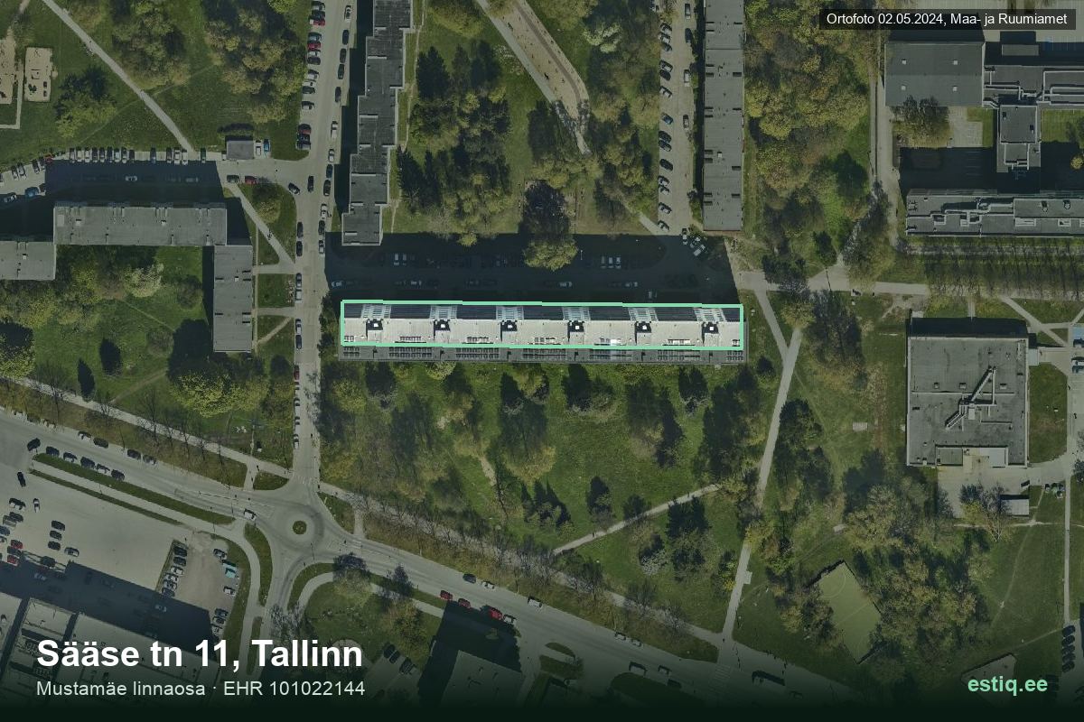 Sääse tänav 11, Tallinn – hoone aerofoto, kontuur ehitisregistri (EHR) andmetest
