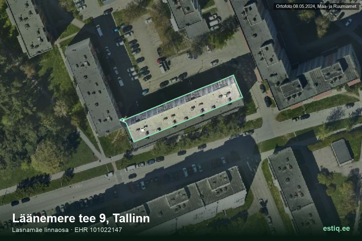 Läänemere tee 9, Tallinn – hoone aerofoto, kontuur ehitisregistri (EHR) andmetest