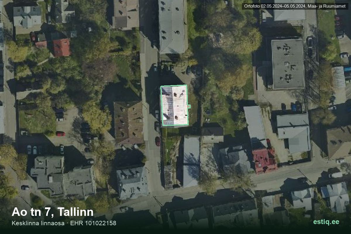 Ao tänav 7, Tallinn – ilmakuva rakennuksesta, ääriviiva rakennusrekisteristä (EHR)
