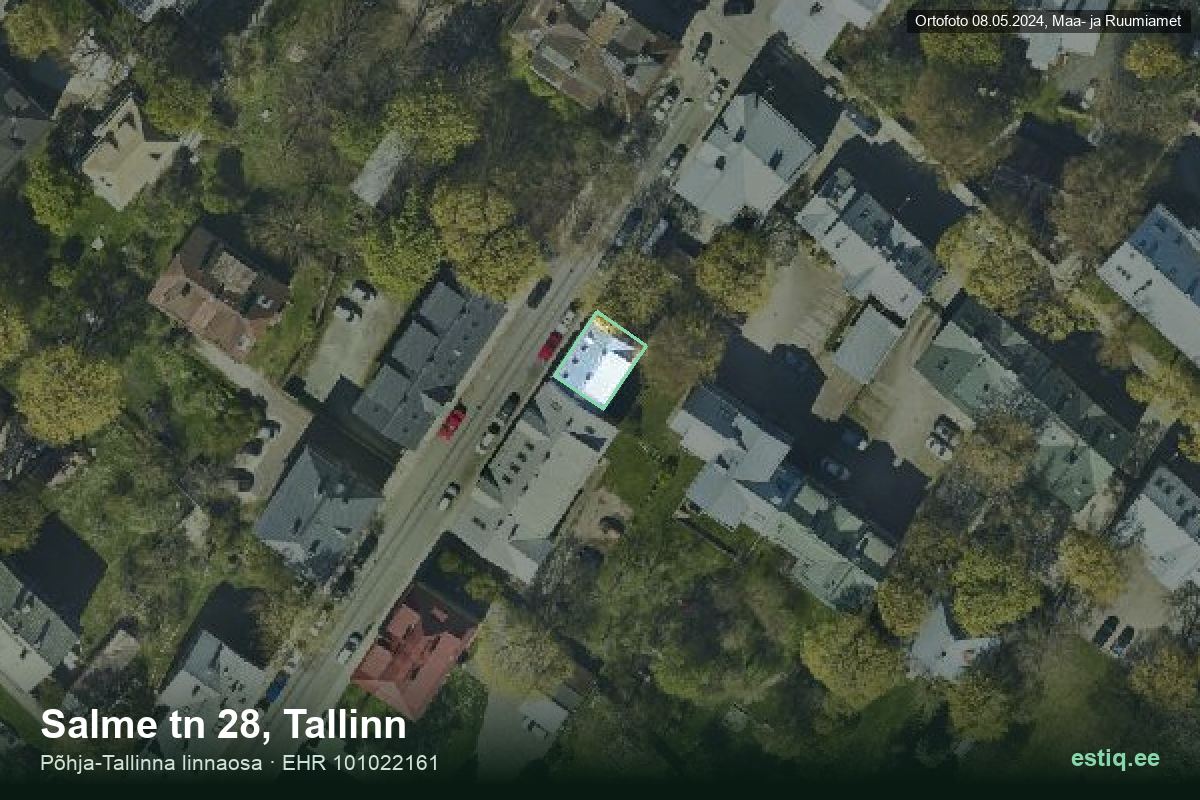 Salme tänav 28, Tallinn – hoone aerofoto, kontuur ehitisregistri (EHR) andmetest