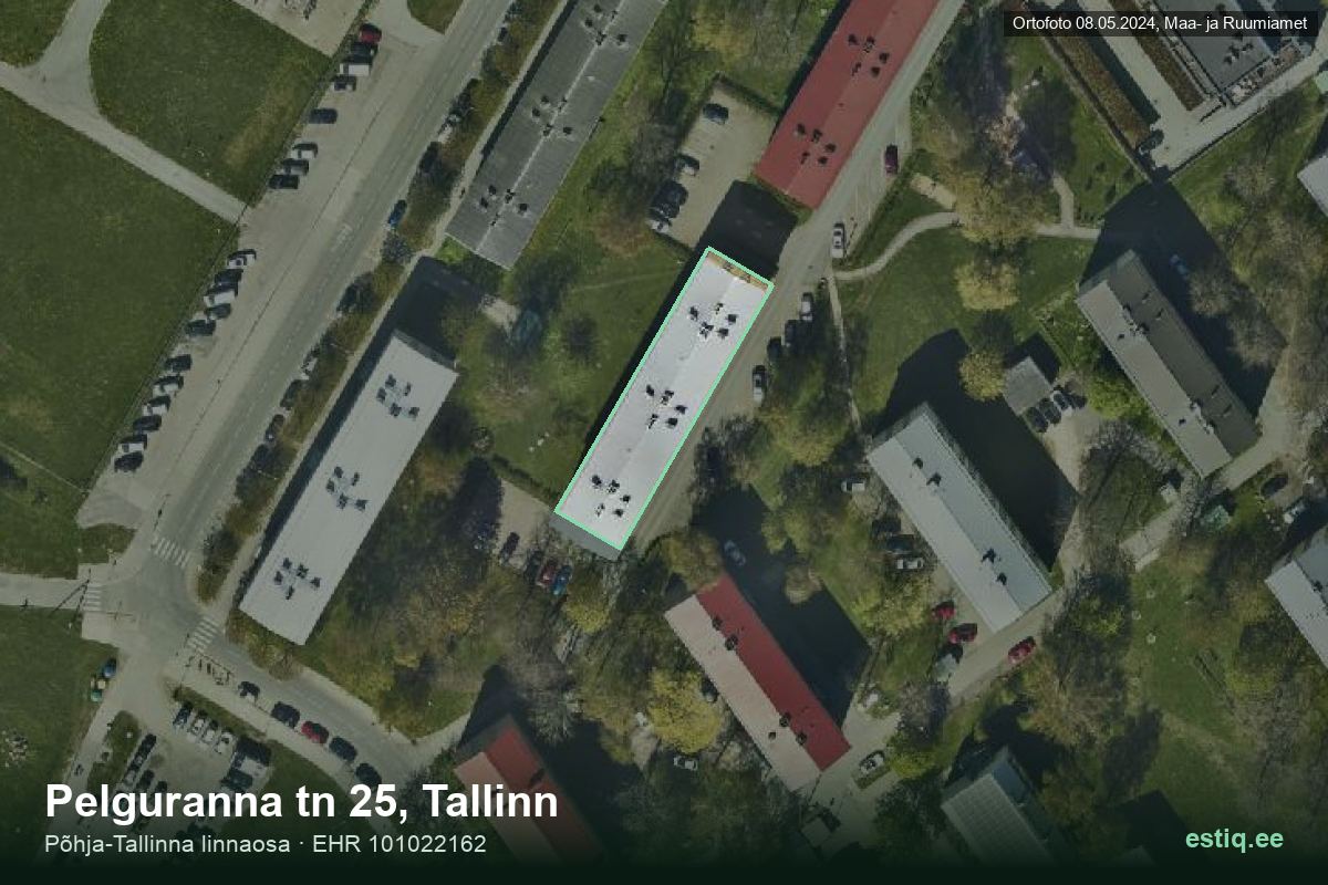 Pelguranna tänav 25, Tallinn – hoone aerofoto, kontuur ehitisregistri (EHR) andmetest
