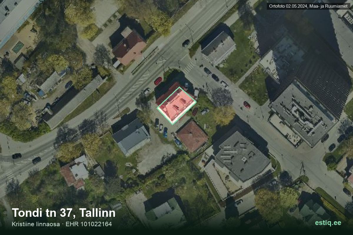 Tondi tänav 37, Tallinn – hoone aerofoto, kontuur ehitisregistri (EHR) andmetest