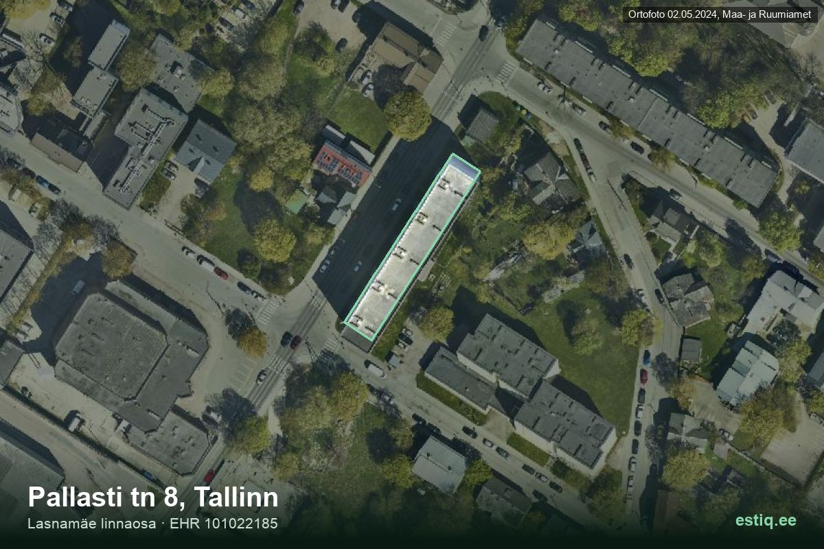 Pallasti tänav 8, Tallinn – aerial photo of the building, outline from the Building Register (EHR)