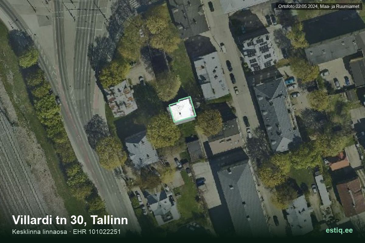 Villardi tänav 30, Tallinn – aerial photo of the building, outline from the Building Register (EHR)