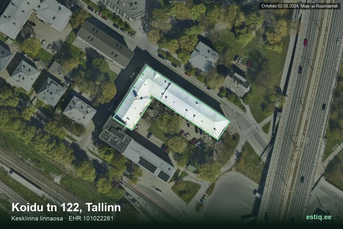 Koidu tänav 122, Tallinn – ilmakuva rakennuksesta, ääriviiva rakennusrekisteristä (EHR)