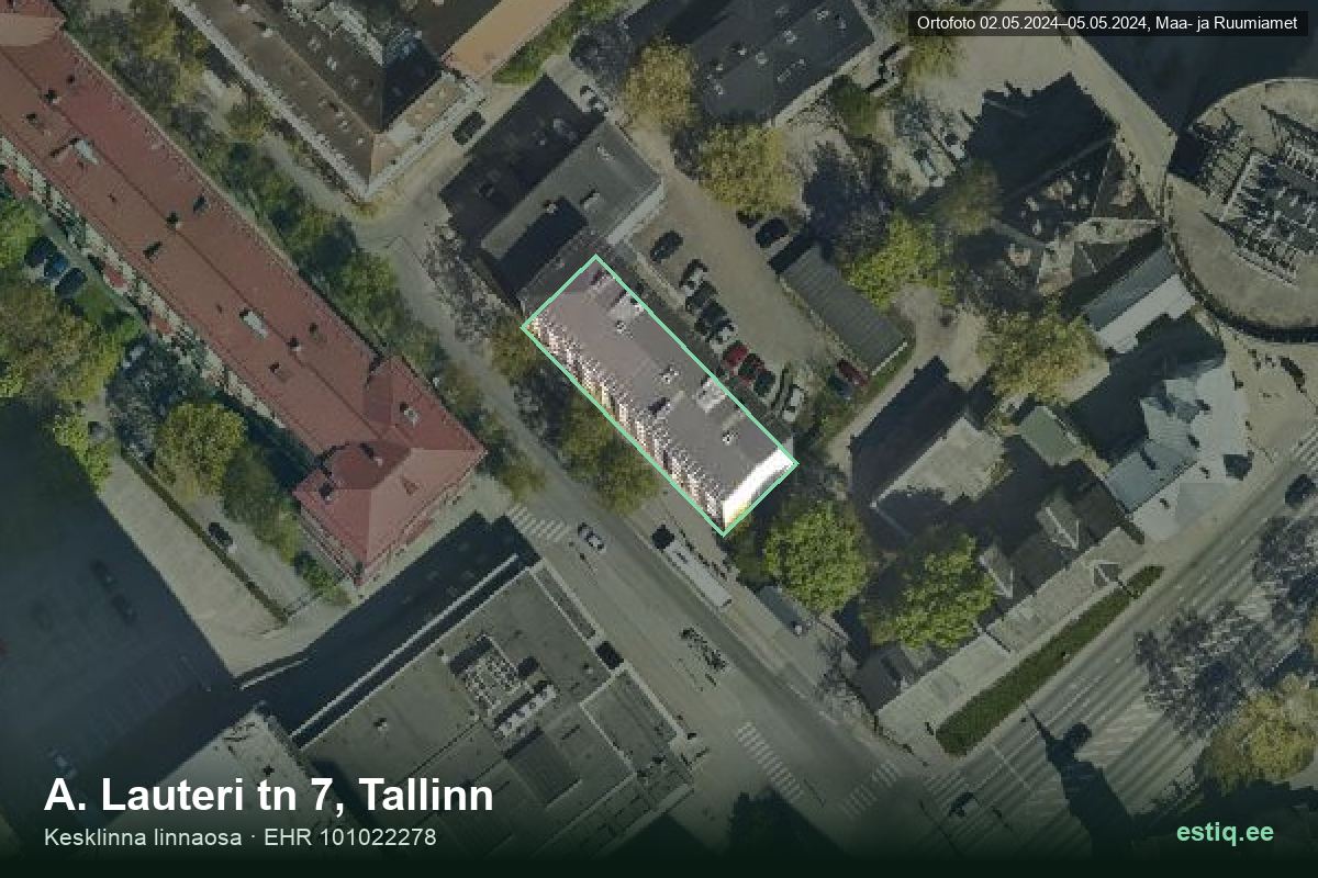 A. Lauteri tänav 7, Tallinn – aerial photo of the building, outline from the Building Register (EHR)