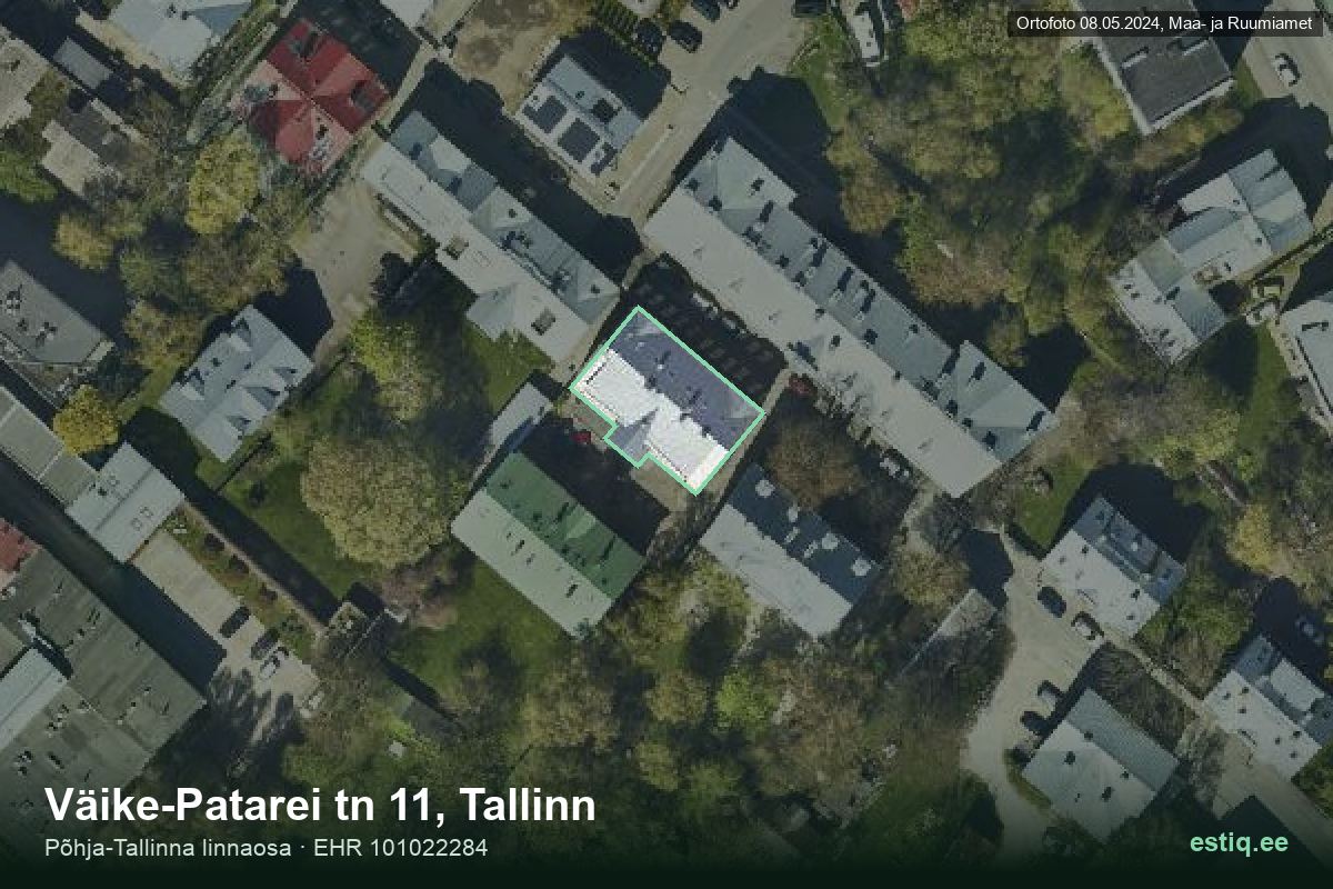 Väike-Patarei tänav 11, Tallinn – aerial photo of the building, outline from the Building Register (EHR)