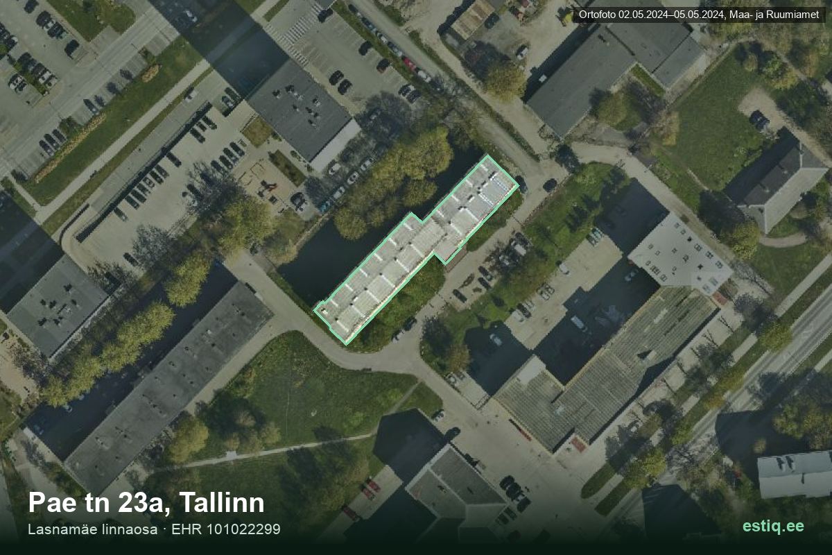 Pae tänav 23a, Tallinn – hoone aerofoto, kontuur ehitisregistri (EHR) andmetest