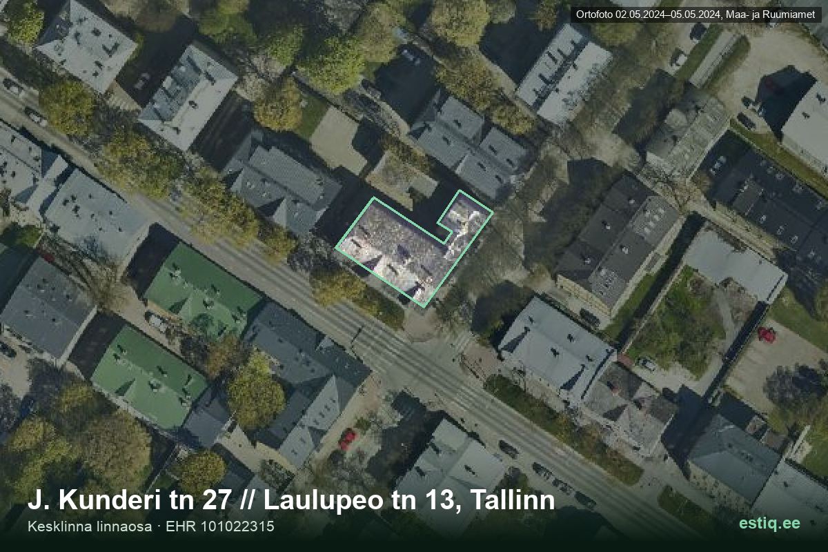J. Kunderi tänav 27, Tallinn – aerial photo of the building, outline from the Building Register (EHR)