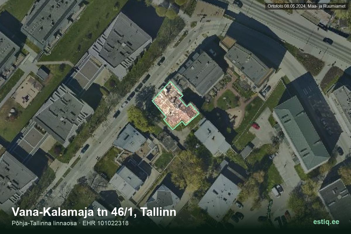 Vana-Kalamaja tänav 46/1, Tallinn – hoone aerofoto, kontuur ehitisregistri (EHR) andmetest