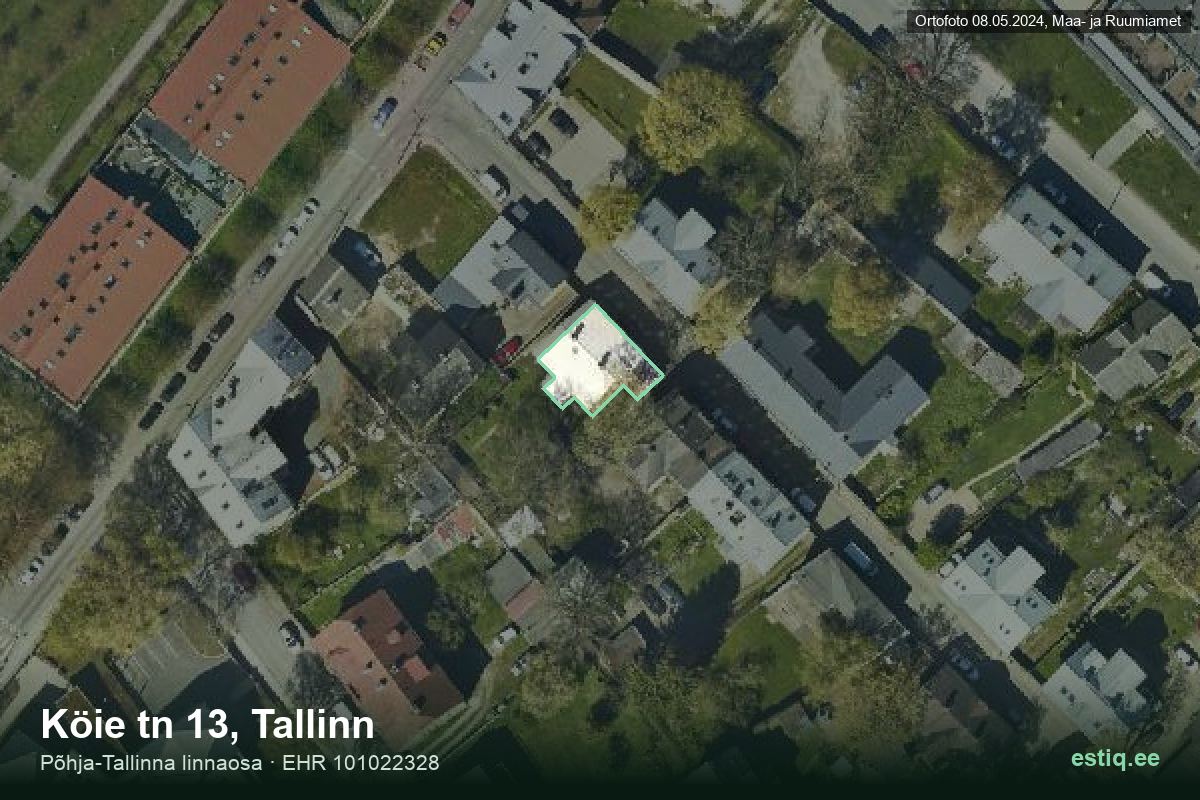 Köie tänav 13, Tallinn – hoone aerofoto, kontuur ehitisregistri (EHR) andmetest