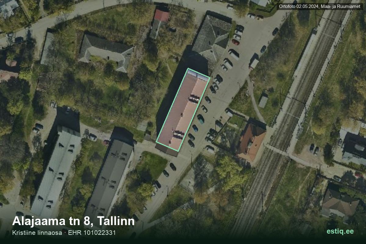 Alajaama tänav 8, Tallinn – ilmakuva rakennuksesta, ääriviiva rakennusrekisteristä (EHR)