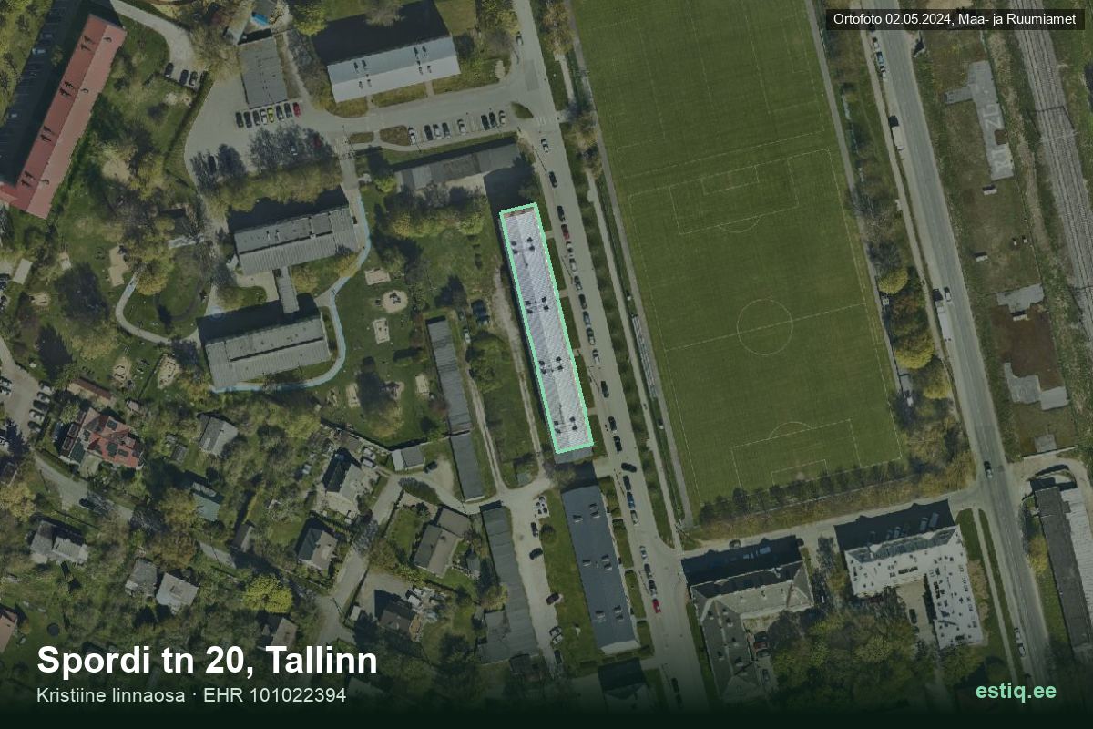 Spordi tänav 20, Tallinn – hoone aerofoto, kontuur ehitisregistri (EHR) andmetest