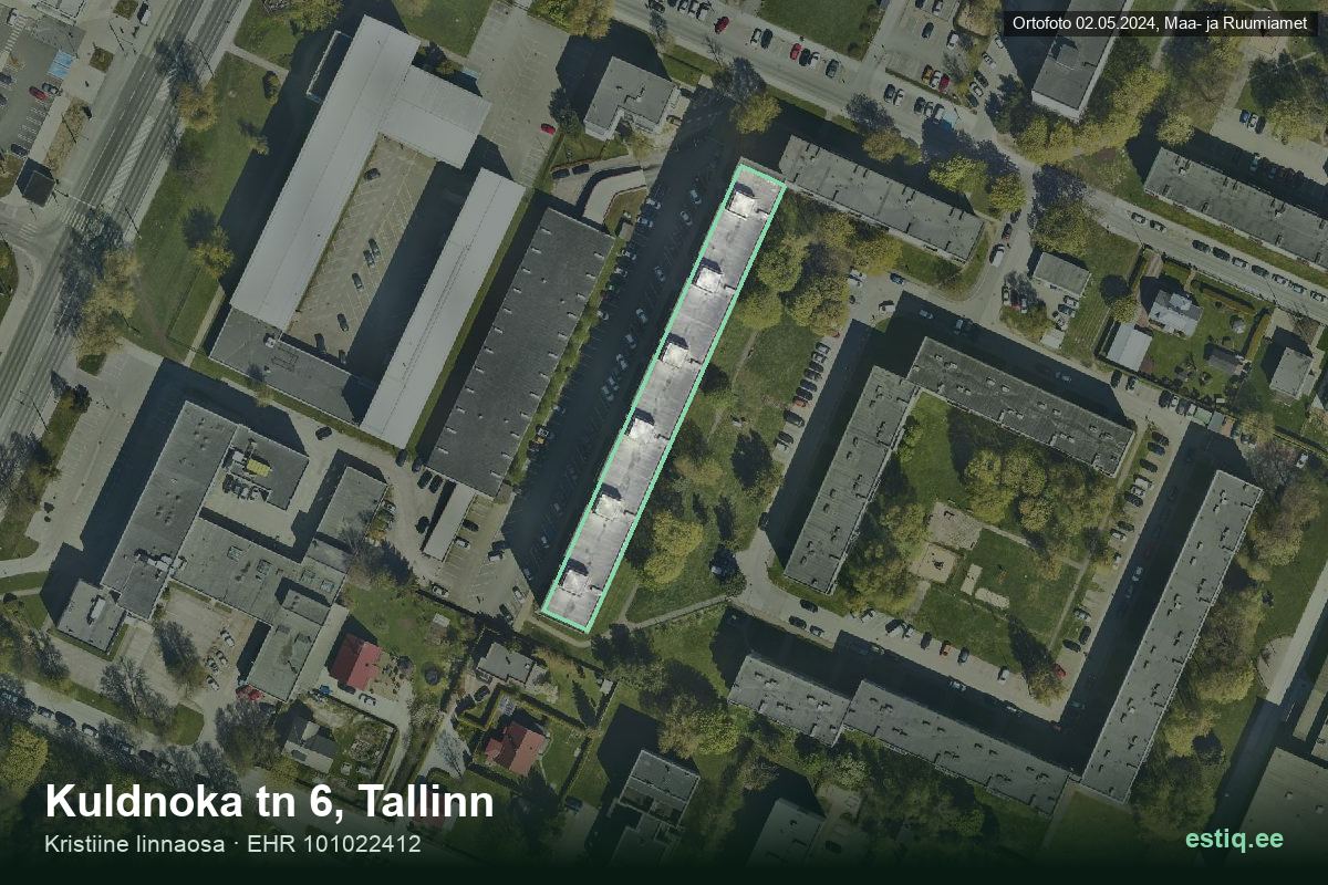 Kuldnoka tänav 6, Tallinn – аэрофото дома, контур по данным регистра строений (EHR)