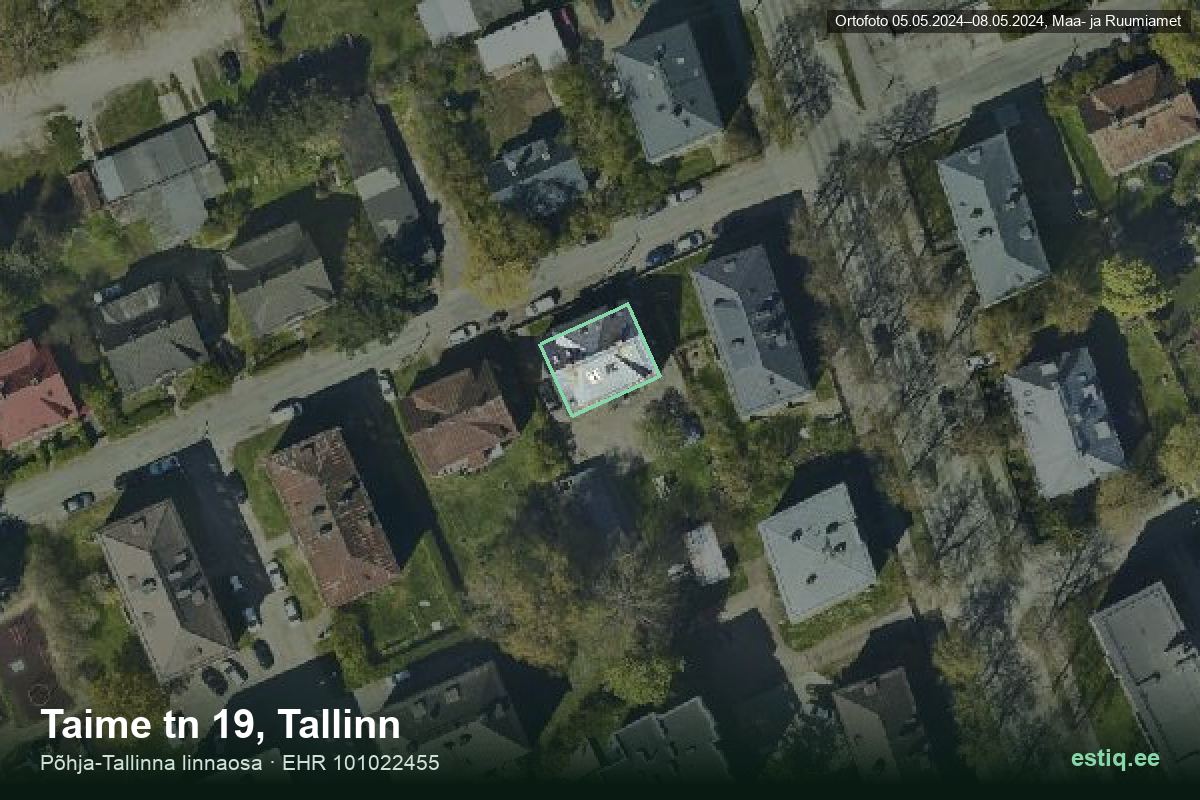 Taime tänav 19, Tallinn – hoone aerofoto, kontuur ehitisregistri (EHR) andmetest