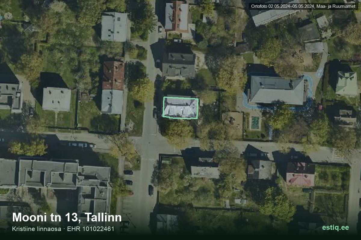 Mooni tänav 13, Tallinn – aerial photo of the building, outline from the Building Register (EHR)