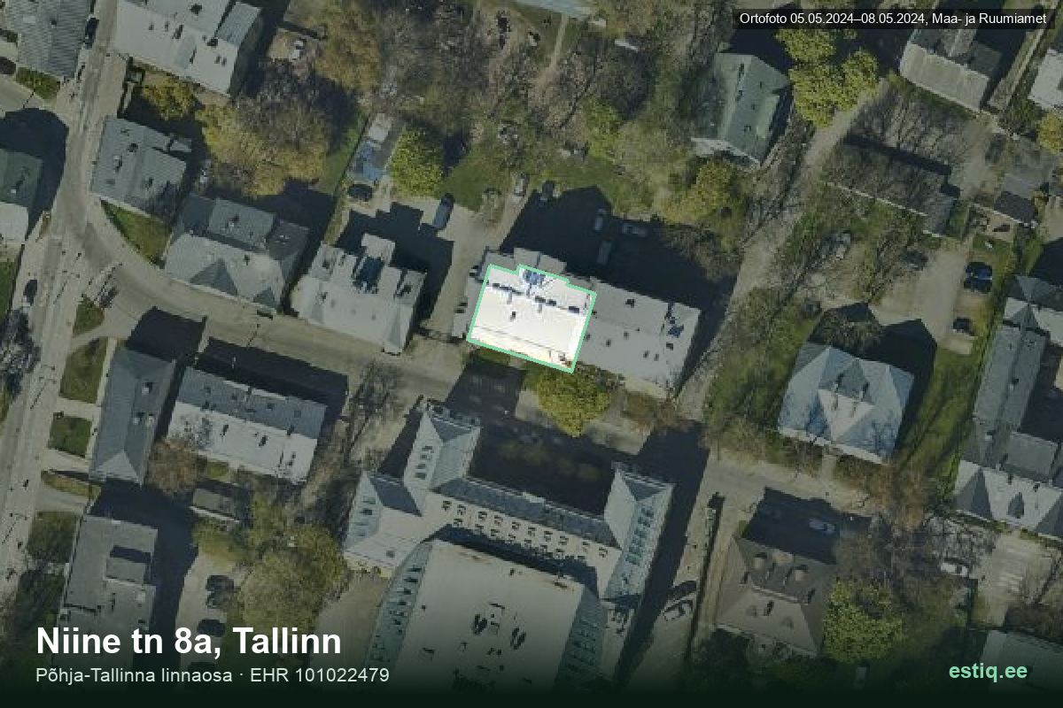 Niine tänav 8a, Tallinn – hoone aerofoto, kontuur ehitisregistri (EHR) andmetest