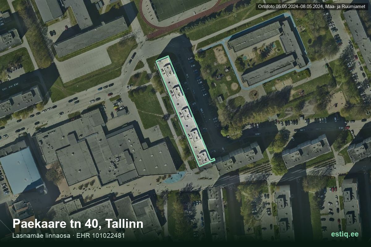 Paekaare tänav 40, Tallinn – aerial photo of the building, outline from the Building Register (EHR)