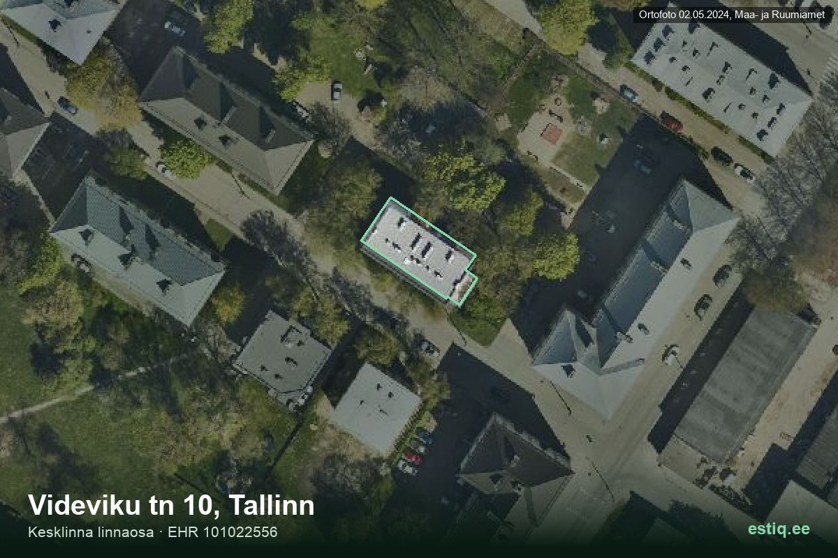Videviku tänav 10, Tallinn – аэрофото дома, контур по данным регистра строений (EHR)