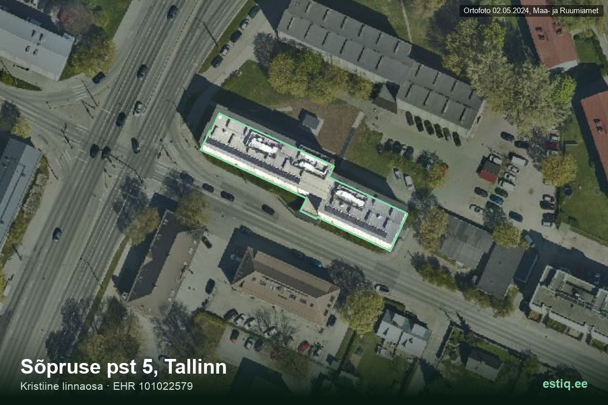 Sõpruse pst 5, Tallinn – aerial photo of the building, outline from the Building Register (EHR)