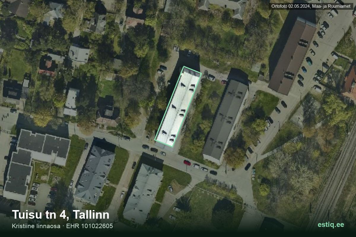 Tuisu tänav 4, Tallinn – ilmakuva rakennuksesta, ääriviiva rakennusrekisteristä (EHR)