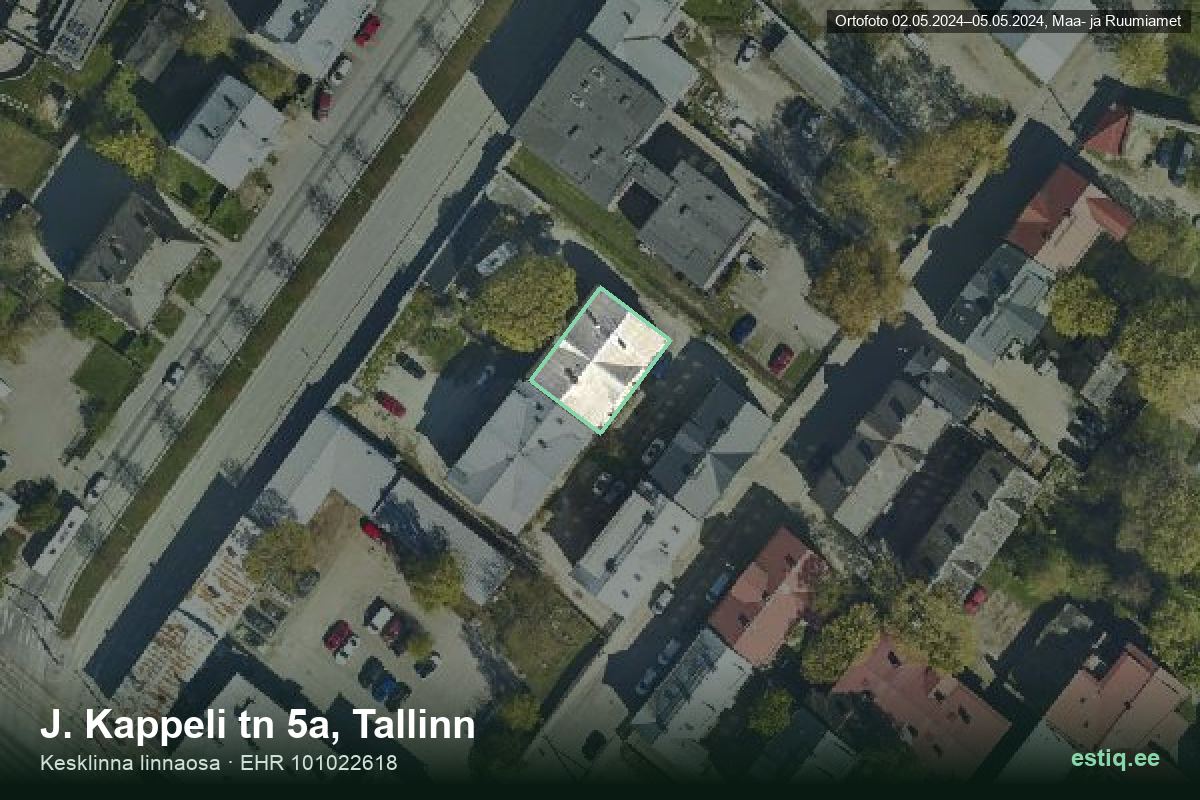 J. Kappeli tänav 5a, Tallinn – hoone aerofoto, kontuur ehitisregistri (EHR) andmetest
