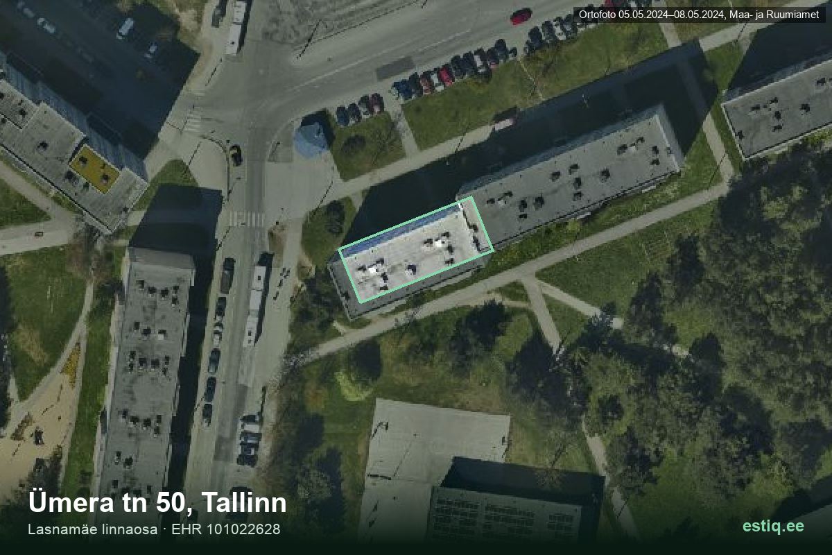 Ümera tänav 50, Tallinn – hoone aerofoto, kontuur ehitisregistri (EHR) andmetest