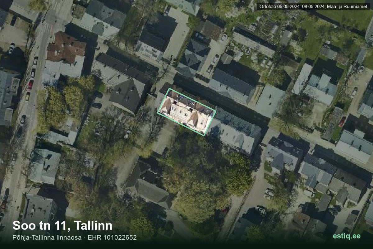 Soo tänav 11, Tallinn – hoone aerofoto, kontuur ehitisregistri (EHR) andmetest