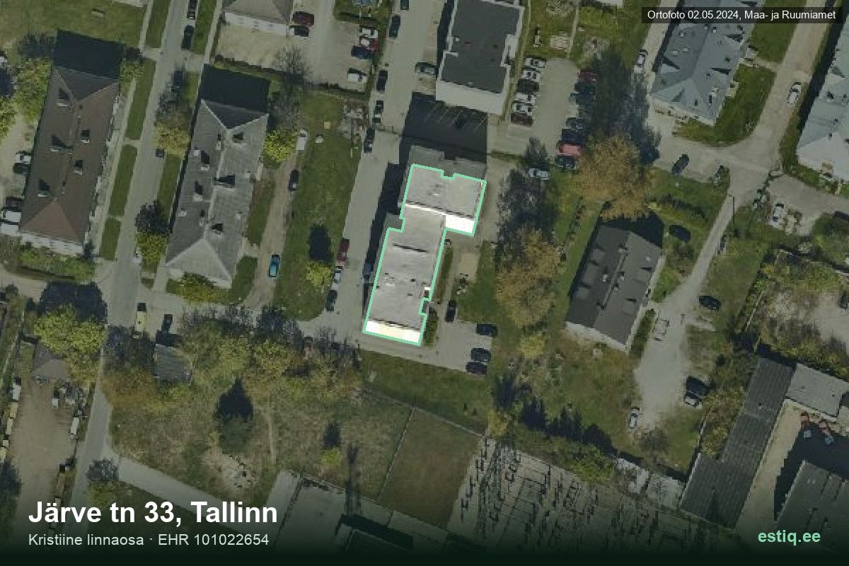 Järve tänav 33, Tallinn – hoone aerofoto, kontuur ehitisregistri (EHR) andmetest