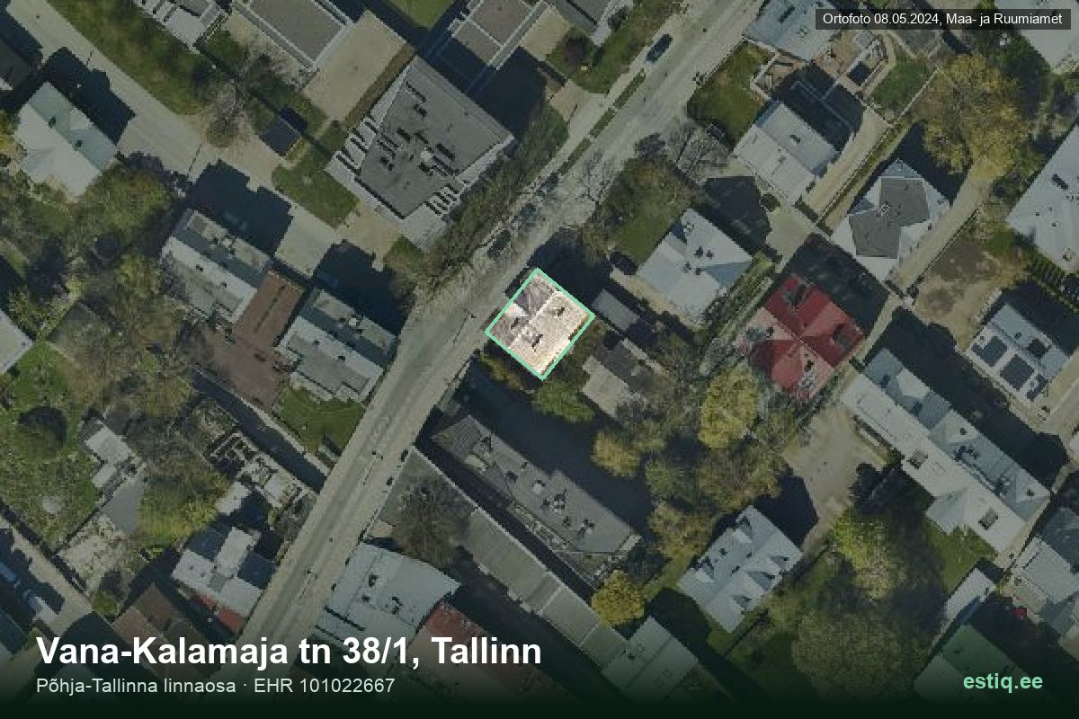 Vana-Kalamaja tänav 38/1, Tallinn – hoone aerofoto, kontuur ehitisregistri (EHR) andmetest