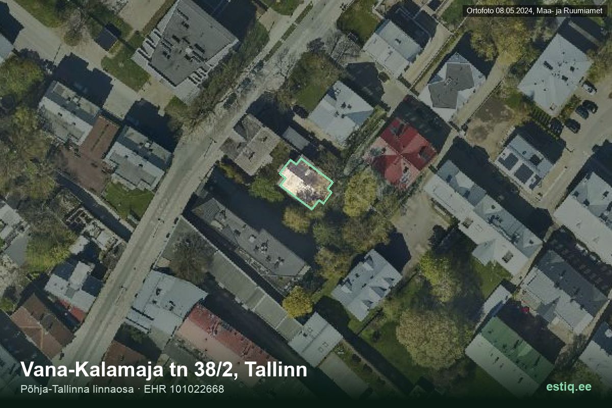 Vana-Kalamaja tänav 38/2, Tallinn – hoone aerofoto, kontuur ehitisregistri (EHR) andmetest