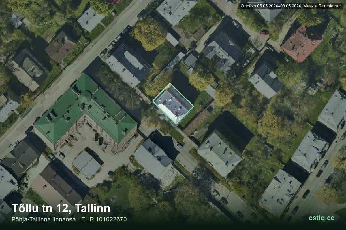 Tõllu tänav 12, Tallinn – ilmakuva rakennuksesta, ääriviiva rakennusrekisteristä (EHR)