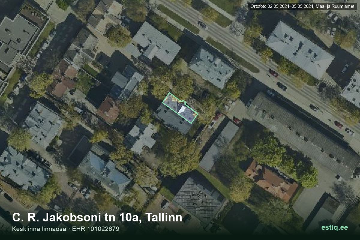 C. R. Jakobsoni tänav 10a, Tallinn – hoone aerofoto, kontuur ehitisregistri (EHR) andmetest