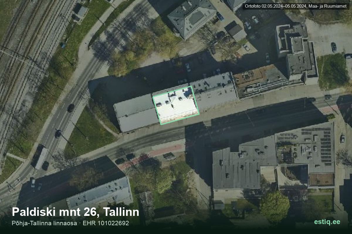 Paldiski mnt 26, Tallinn – aerial photo of the building, outline from the Building Register (EHR)