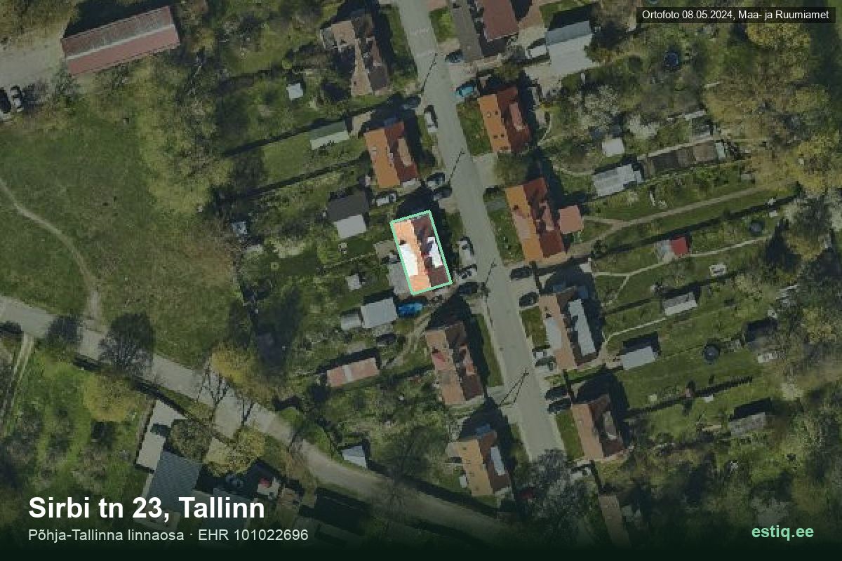 Sirbi tänav 23, Tallinn – aerial photo of the building, outline from the Building Register (EHR)