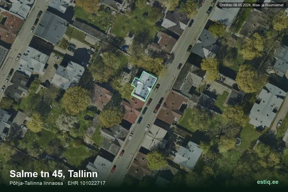 Salme tänav 45, Tallinn – hoone aerofoto, kontuur ehitisregistri (EHR) andmetest