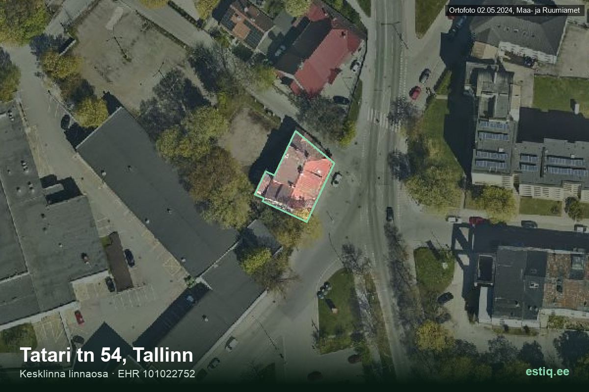 Tatari tänav 54, Tallinn – ilmakuva rakennuksesta, ääriviiva rakennusrekisteristä (EHR)