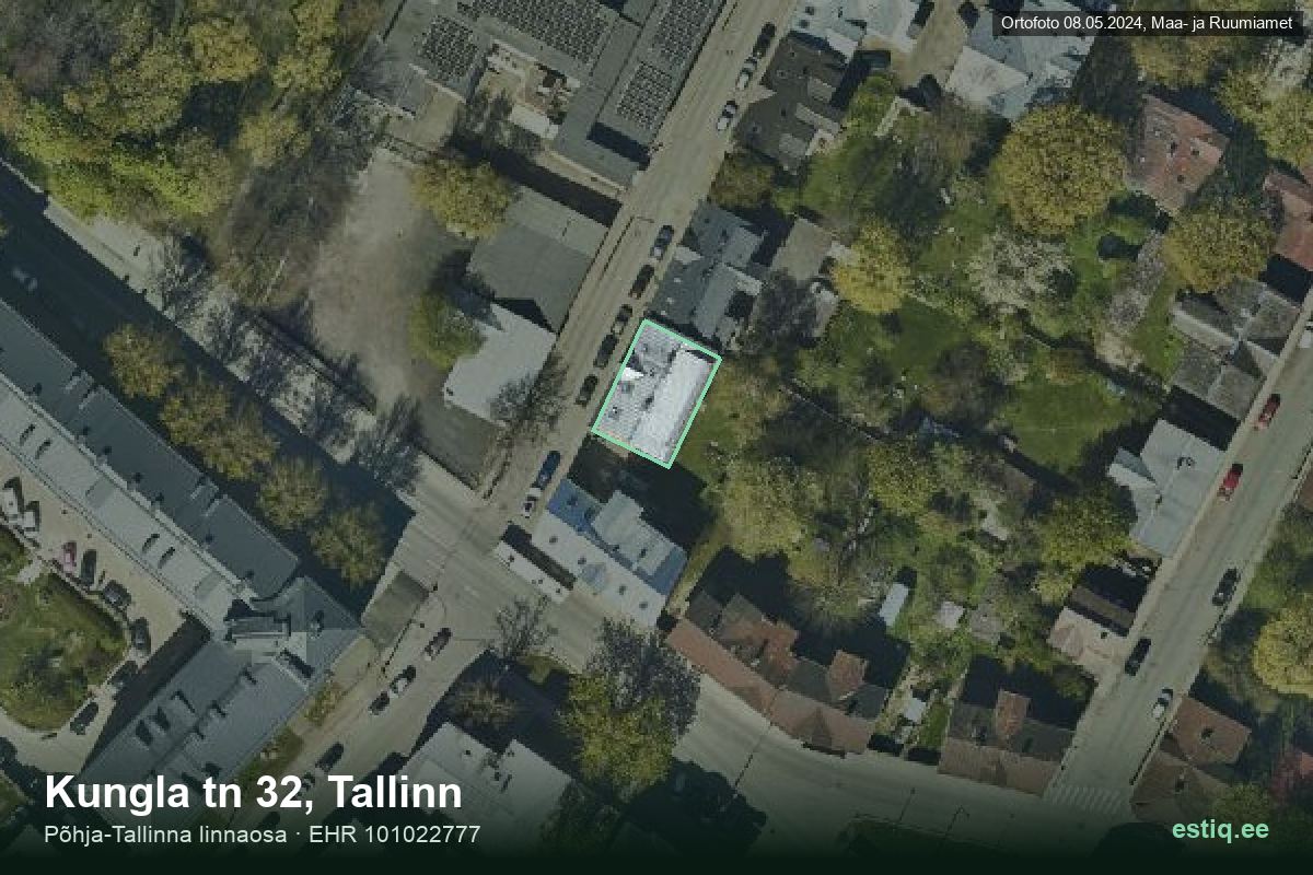 Kungla tänav 32, Tallinn – hoone aerofoto, kontuur ehitisregistri (EHR) andmetest