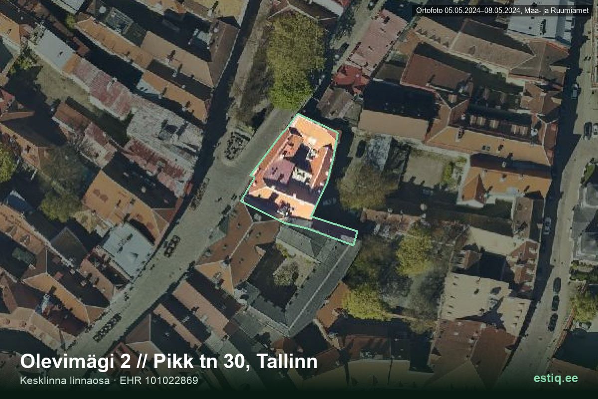 Olevimägi 2, Tallinn – hoone aerofoto, kontuur ehitisregistri (EHR) andmetest