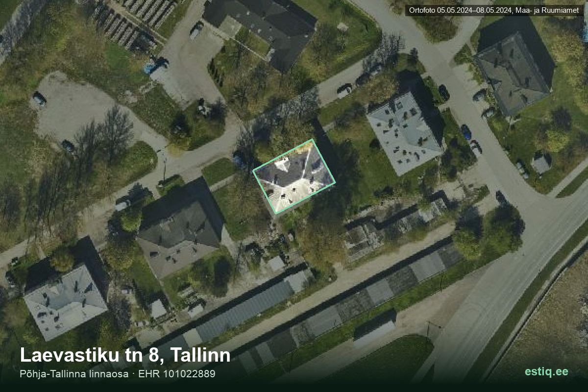 Laevastiku tänav 8, Tallinn – hoone aerofoto, kontuur ehitisregistri (EHR) andmetest
